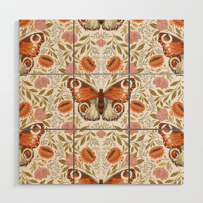 William Morris Inspired Monarch Butterfly Pattern Wood Wall Art Gallery Image 1