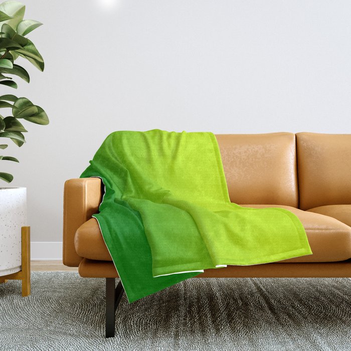 Bright Chartreuse Green Ombre Throw Blanket Gallery Image 1
