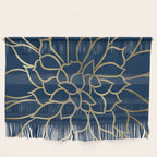 Floral Prints, Line Art, Navy Blue and Gold Wall Hanging Gallery Image 1