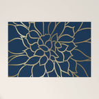 Floral Prints, Line Art, Navy Blue and Gold Welcome Mat Gallery Image 1