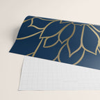 Floral Prints, Line Art, Navy Blue and Gold Wrapping Paper Gallery Image 2