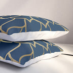 Floral Prints, Line Art, Navy Blue and Gold Pillow Sham Gallery Image 3