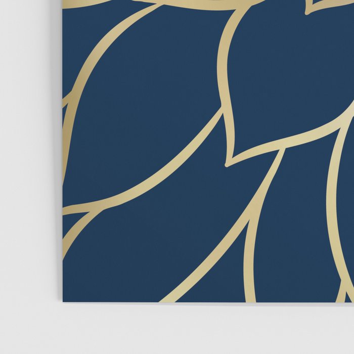 Floral Prints, Line Art, Navy Blue and Gold Poster Gallery Image 3