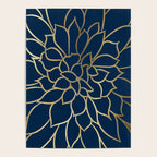 Floral Prints, Line Art, Navy Blue and Gold Poster Gallery Image 4