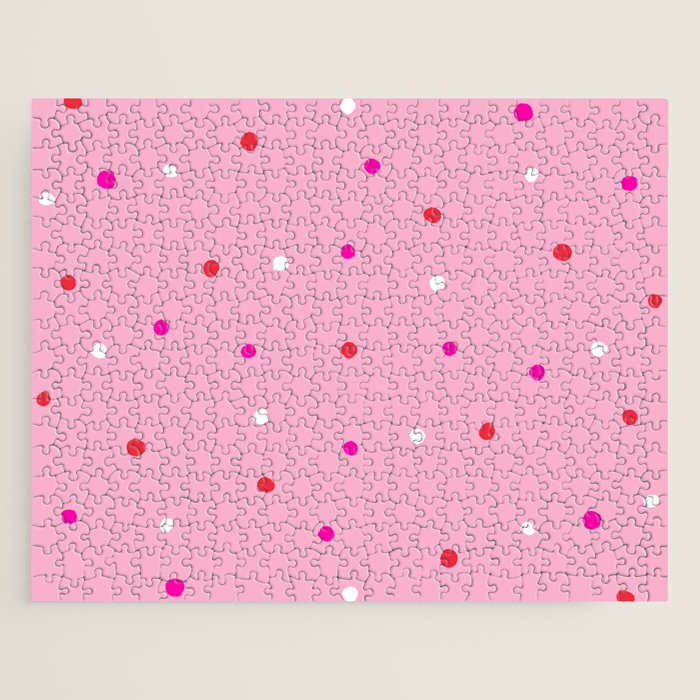 confetti dots: pink red & white Jigsaw Puzzle Gallery Image 1