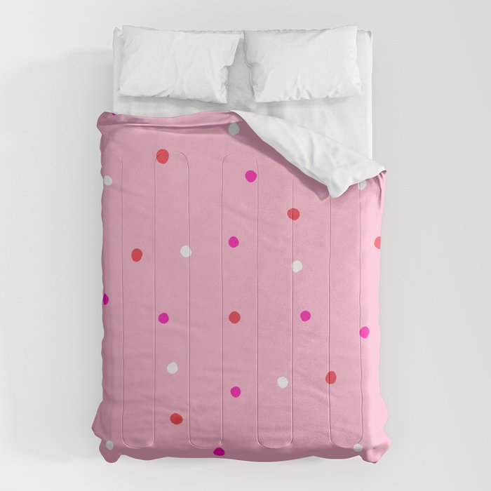 confetti dots: pink red & white Comforter Gallery Image 6