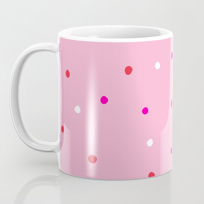 confetti dots: pink red & white Coffee Mug Gallery Image 3