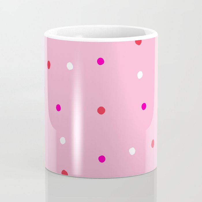 confetti dots: pink red & white Coffee Mug Gallery Image 4
