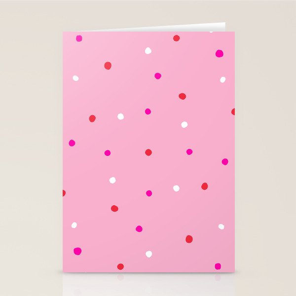 confetti dots: pink red & white Stationery Card Gallery Image 1
