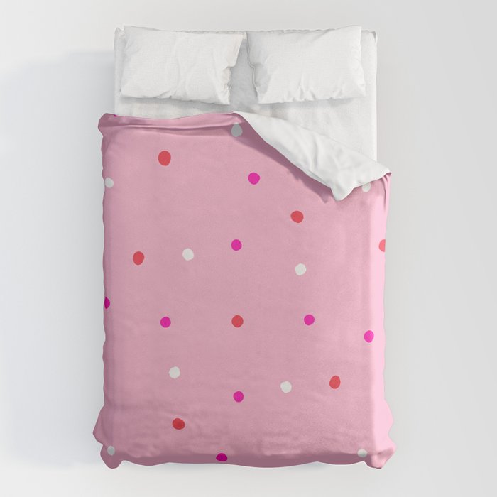 confetti dots: pink red & white Duvet Cover Gallery Image 6