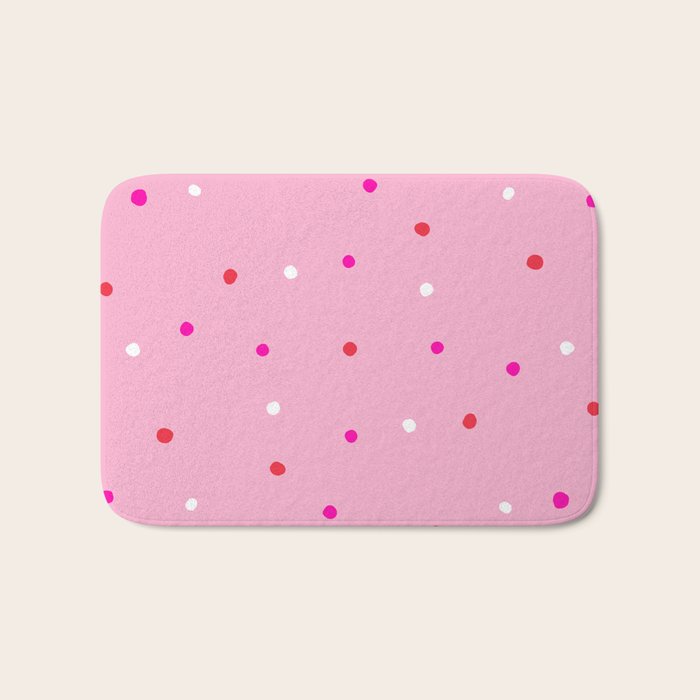 confetti dots: pink red & white Bath Mat Gallery Image 1