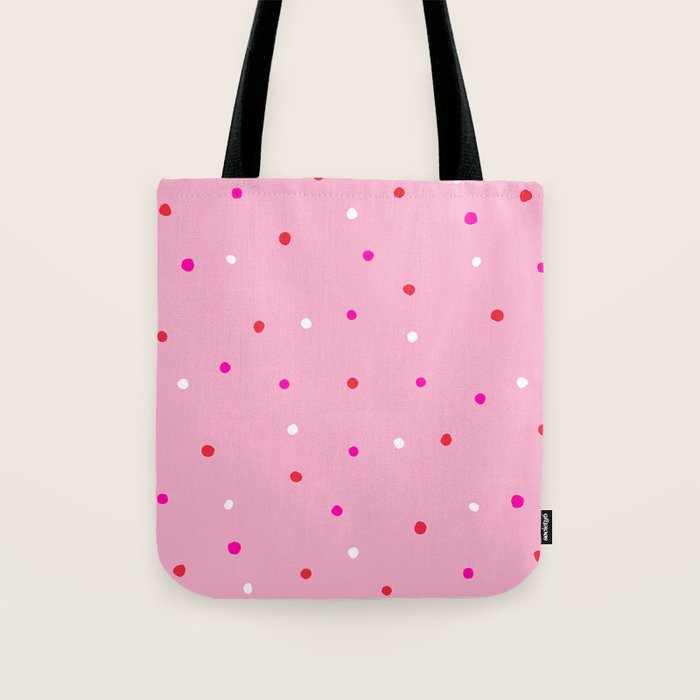 confetti dots: pink red & white Tote Bag Gallery Image 1