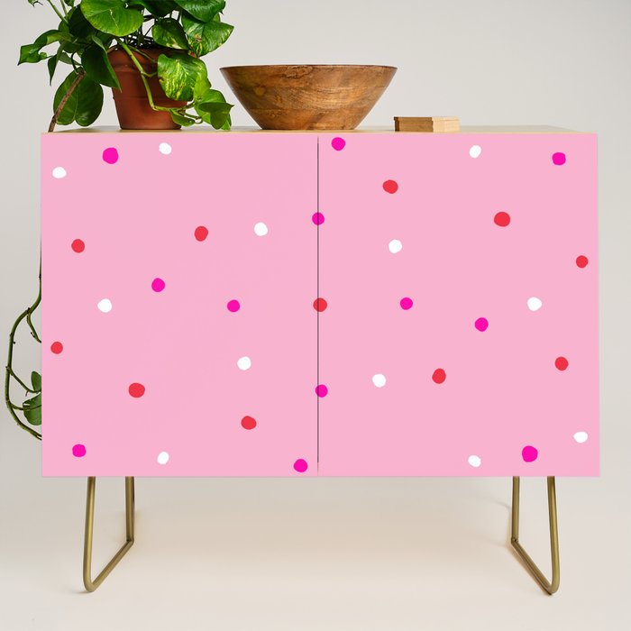 confetti dots: pink red & white Credenza Gallery Image 1
