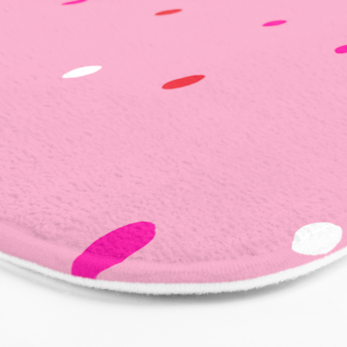 confetti dots: pink red & white Bath Mat Gallery Image 3