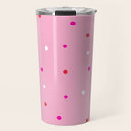 confetti dots: pink red & white Travel Mug Gallery Image 1