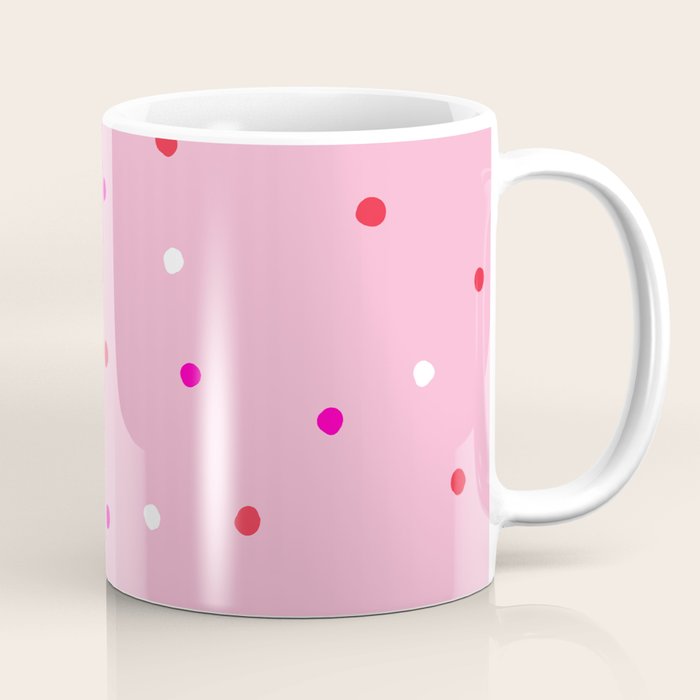 confetti dots: pink red & white Coffee Mug Gallery Image 1