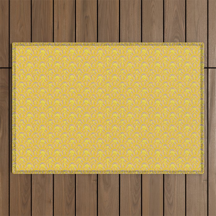 Art Deco Shells in Gold & Orange Outdoor Rug Gallery Image 1