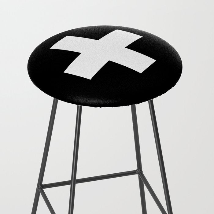 Swiss Cross Black and White Scandinavian Design for minimalism home room wall decor art apartment Stool Gallery Image 2