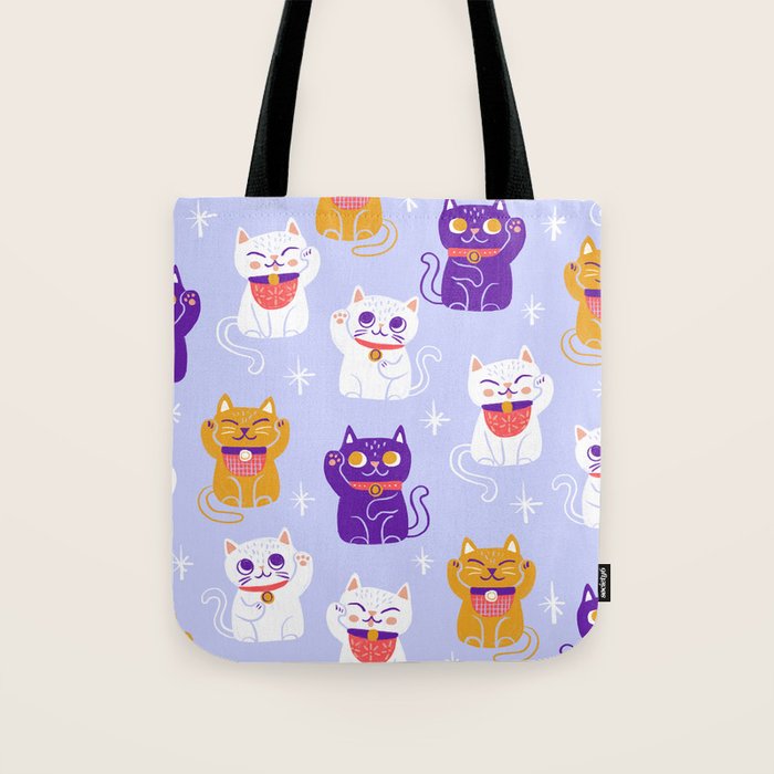 Lucky Waving Kitty Cat Maneki Neko Tote Bag Gallery Image 1