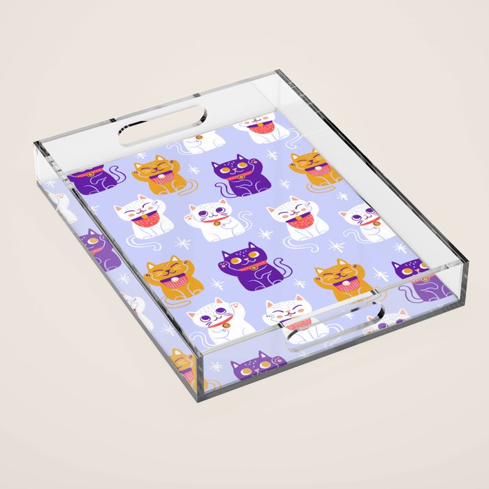 Lucky Waving Kitty Cat Maneki Neko Acrylic Tray Gallery Image 1