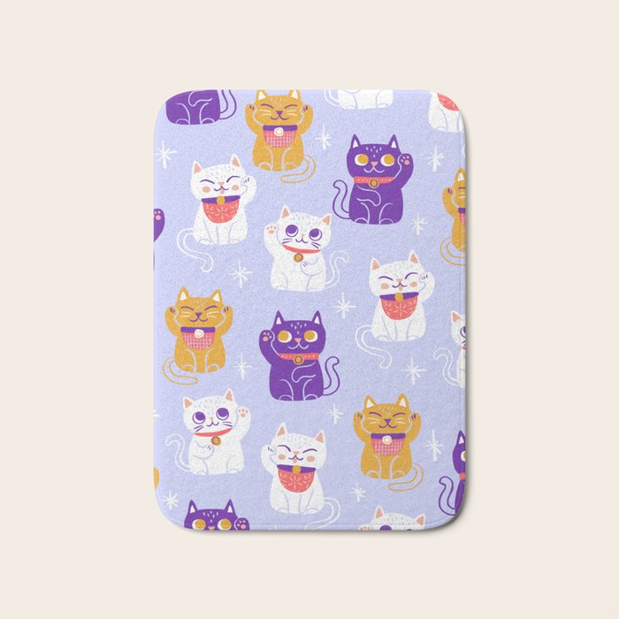Lucky Waving Kitty Cat Maneki Neko Bath Mat Gallery Image 1