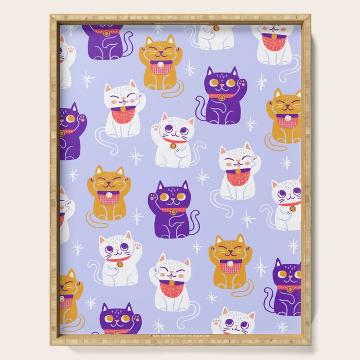 Lucky Waving Kitty Cat Maneki Neko Serving Tray Gallery Image 1