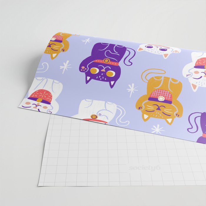 Lucky Waving Kitty Cat Maneki Neko Wrapping Paper Gallery Image 2
