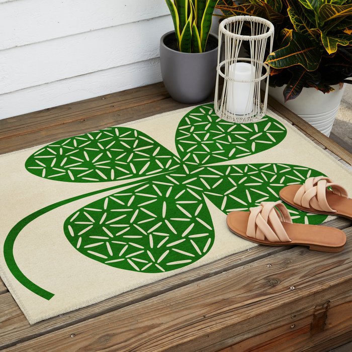 Abstract W-good luck.green Outdoor Rug Gallery Image 2
