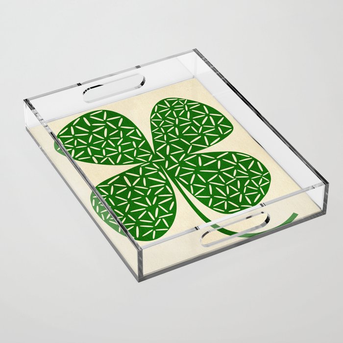 Abstract W-good luck.green Acrylic Tray Gallery Image 1