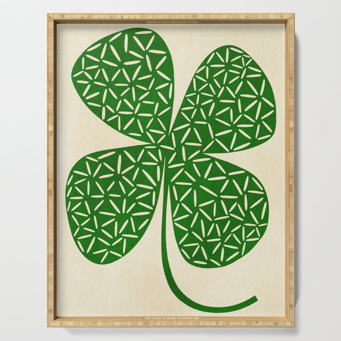 Abstract W-good luck.green Serving Tray Gallery Image 1
