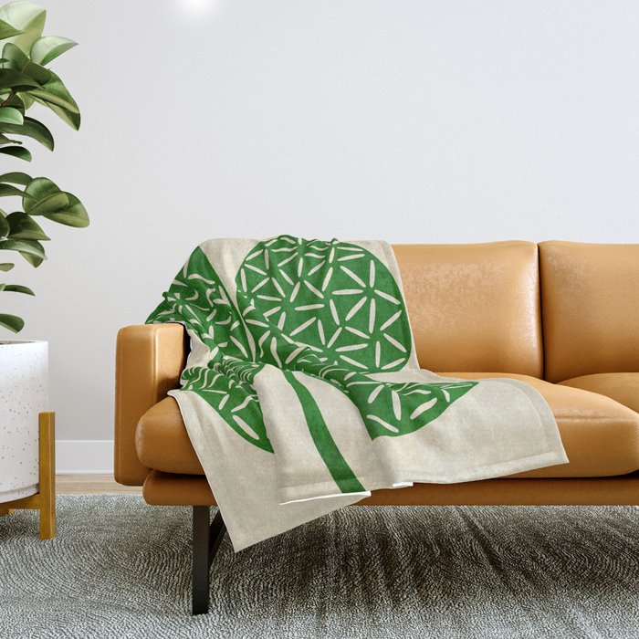 Abstract W-good luck.green Throw Blanket Gallery Image 1