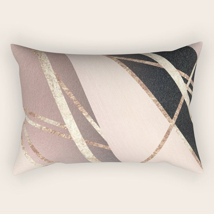 Rose Gold Blush Black Geometric Stripe Glam #1 #geo #decor #art #society6 Rectangular Pillow Gallery Image 1