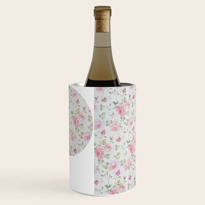 Elegant blush pink white vintage rose floral Wine Chiller Gallery Image 2