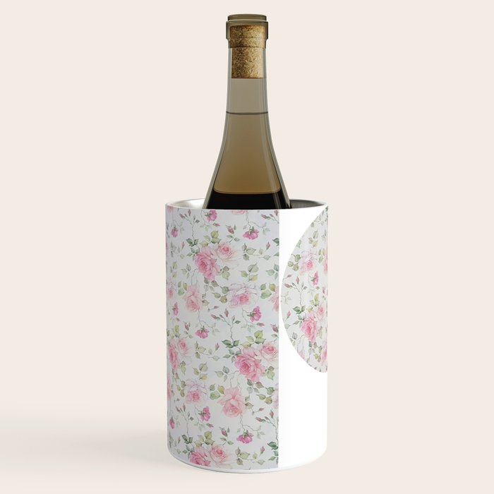 Elegant blush pink white vintage rose floral Wine Chiller Gallery Image 3