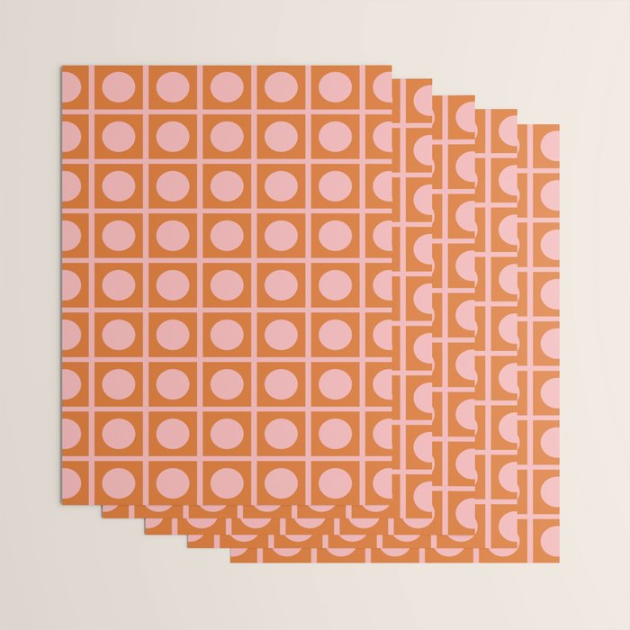Pink and Orange Dot Grid Retro Modern Pop Pattern Wrapping Paper Gallery Image 3