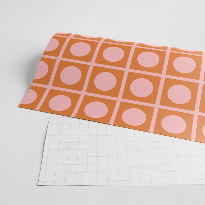 Pink and Orange Dot Grid Retro Modern Pop Pattern Wrapping Paper Gallery Image 2