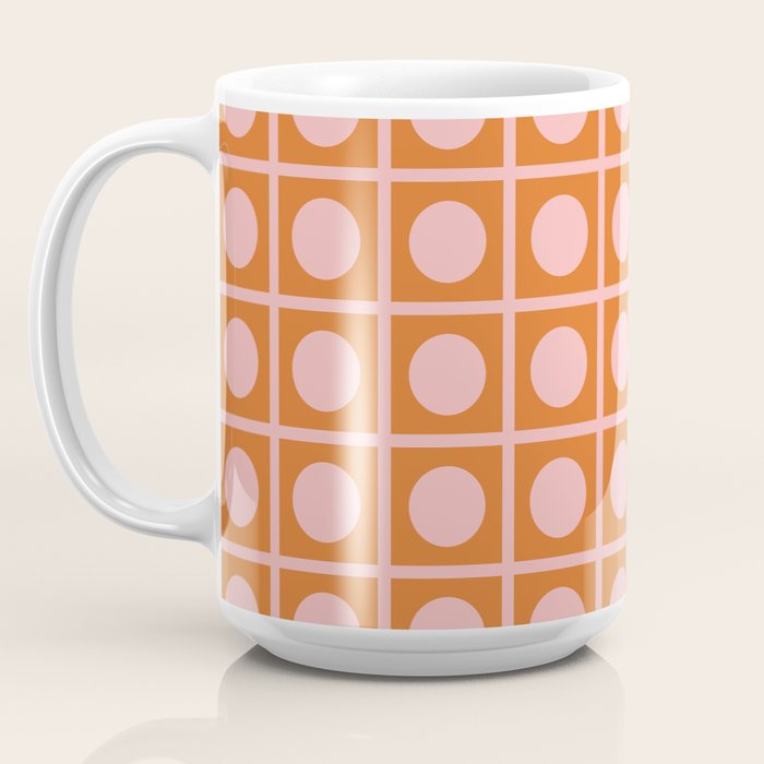 Pink and Orange Dot Grid Retro Modern Pop Pattern Coffee Mug Gallery Image 3