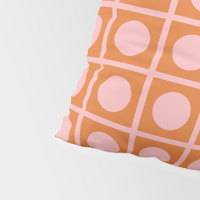Pink and Orange Dot Grid Retro Modern Pop Pattern Pillow Sham Gallery Image 4