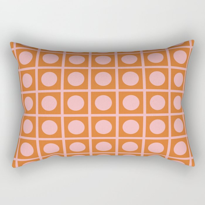 Pink and Orange Dot Grid Retro Modern Pop Pattern Rectangular Pillow Gallery Image 2