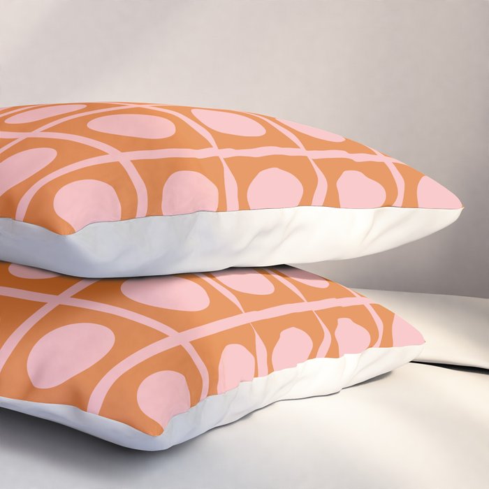 Pink and Orange Dot Grid Retro Modern Pop Pattern Pillow Sham Gallery Image 3