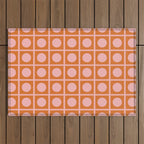 Pink and Orange Dot Grid Retro Modern Pop Pattern Outdoor Rug Gallery Image 1