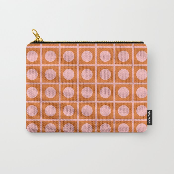 Pink and Orange Dot Grid Retro Modern Pop Pattern Carry All Pouch Gallery Image 1
