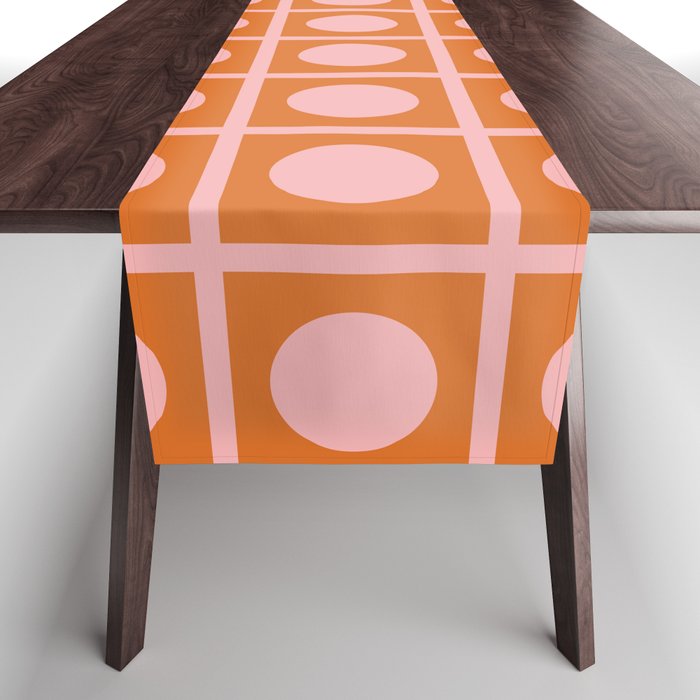 Pink and Orange Dot Grid Retro Modern Pop Pattern Table Runner Gallery Image 1