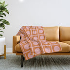 Pink and Orange Dot Grid Retro Modern Pop Pattern Throw Blanket Gallery Image 1