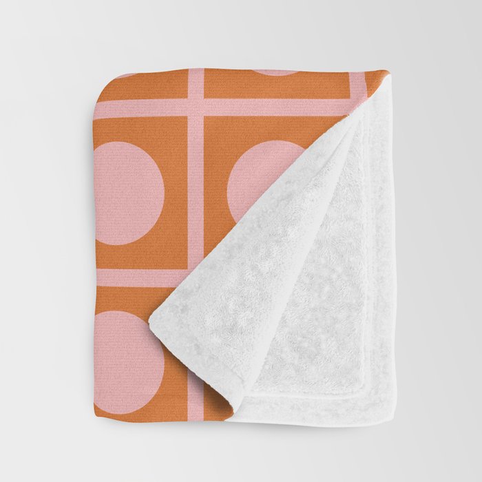 Pink and Orange Dot Grid Retro Modern Pop Pattern Throw Blanket Gallery Image 3