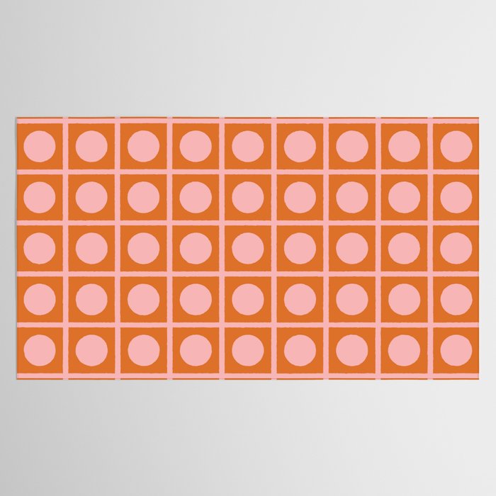 Pink and Orange Dot Grid Retro Modern Pop Pattern Tablecloth Gallery Image 2