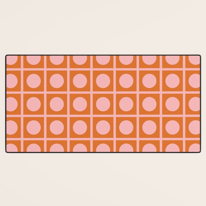 Pink and Orange Dot Grid Retro Modern Pop Pattern Desk Mat Gallery Image 3