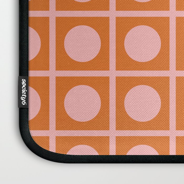 Pink and Orange Dot Grid Retro Modern Pop Pattern Laptop Sleeve Gallery Image 3