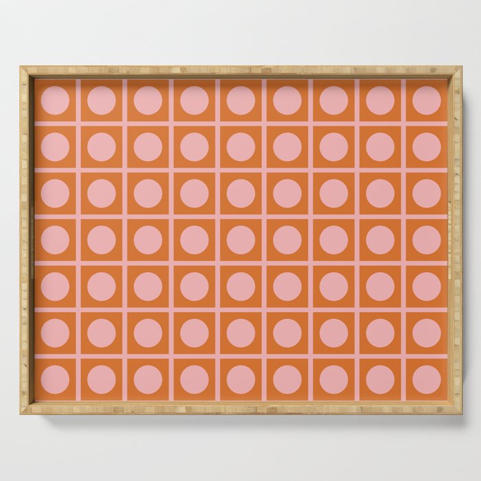 Pink and Orange Dot Grid Retro Modern Pop Pattern Serving Tray Gallery Image 1