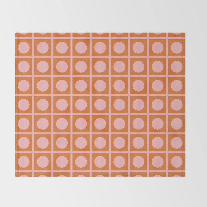 Pink and Orange Dot Grid Retro Modern Pop Pattern Throw Blanket Gallery Image 2